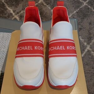 Michael Kors Women Olympia Slip On Scuba Red Clay. Brand New With Original Box